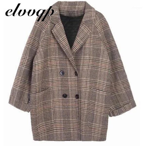 chic plaid woolen women jacket elegant office lady pockets work coat ladies loose double breasted outerwear women's wool & blends, Black
chic plaid woolen women jacket elegant office lady pockets work coat ladies loose double breasted outerwear women's wool & blends, Black