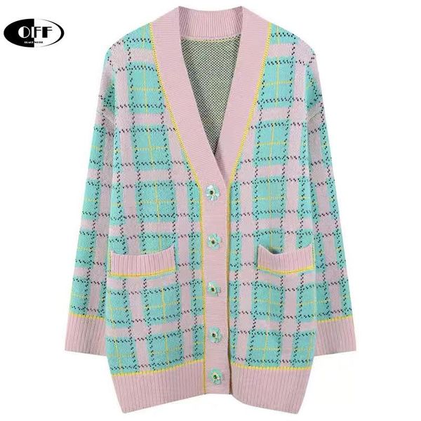 women's knits & tees off design casual women sweater knitted plaid cardigan v-neck jumper loose lady flower buttons clothes pull fe, White
women's knits & tees off design casual women sweater knitted plaid cardigan v-neck jumper loose lady flower buttons clothes pull fe, White