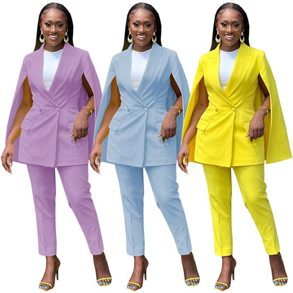 women solid blazer tracksuits fashion trend sleeveless blazer with cloak casual suits designer female double breasted 2 piece pants sets, Gray
women solid blazer tracksuits fashion trend sleeveless blazer with cloak casual suits designer female double breasted 2 piece pants sets, Gray
