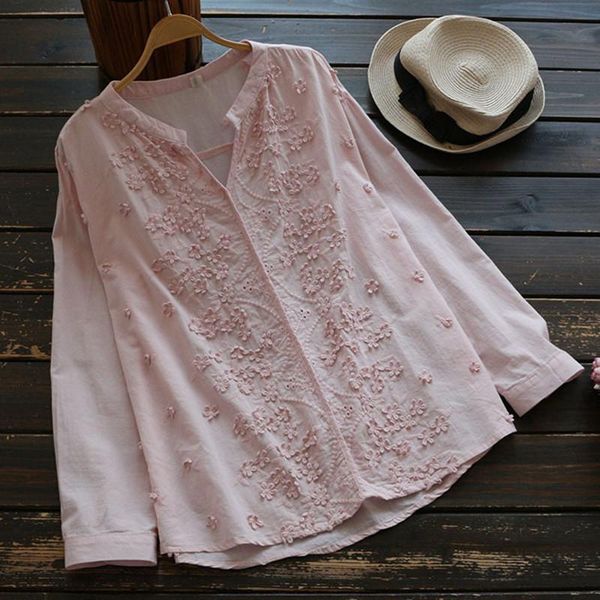 women's blouses & shirts literature sweet embroidery flower blouse women blue pink v neck cotton long sleeve loose chemise femme blusa, White
women's blouses & shirts literature sweet embroidery flower blouse women blue pink v neck cotton long sleeve loose chemise femme blusa, White