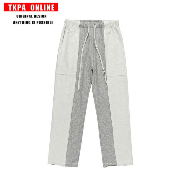 tkpa high street trend splicing straight leisure pants men's elastic waist loose sports pants for lovers, White;black
tkpa high street trend splicing straight leisure pants men's elastic waist loose sports pants for lovers, White;black
