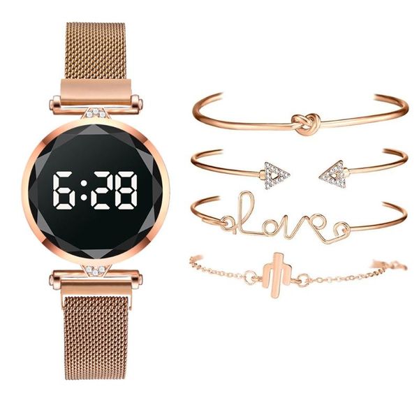 wristwatches 5pcs set bracelet watch women luxury digital magnet rose gold stainless steel led quartz watches relogio feminino drop, Slivery;brown
wristwatches 5pcs set bracelet watch women luxury digital magnet rose gold stainless steel led quartz watches relogio feminino drop, Slivery;brown