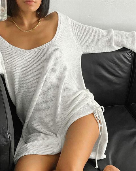 casual dresses women sweater dress autumn outfit simple solid-color u-neck long-sleeves backless knitting drawstring hemline for girls, Black;gray
casual dresses women sweater dress autumn outfit simple solid-color u-neck long-sleeves backless knitting drawstring hemline for girls, Black;gray