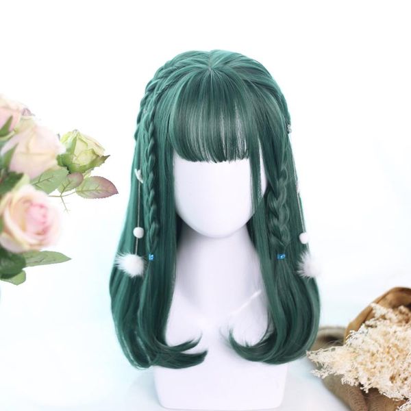 synthetic wigs lanlna green middle length wig straight lolita cosplay heat resistant hair anime party, Black
synthetic wigs lanlna green middle length wig straight lolita cosplay heat resistant hair anime party, Black