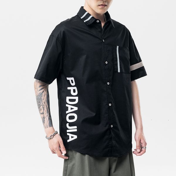 2021 brand summer short sleeves new beach collar korea style black white shirt for men's harajuku clothing sbys, White;black
2021 brand summer short sleeves new beach collar korea style black white shirt for men's harajuku clothing sbys, White;black