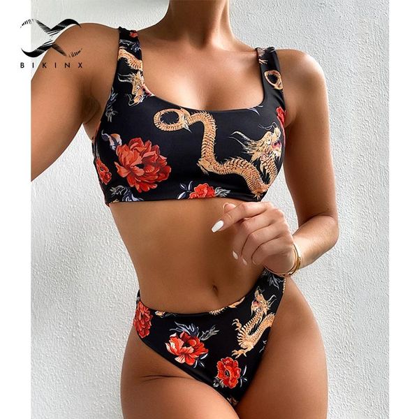women's swimwear bandeau high waist bikini set dragon printed swimsuit female push up floral 2021 sport bathing suit, White;black
women's swimwear bandeau high waist bikini set dragon printed swimsuit female push up floral 2021 sport bathing suit, White;black