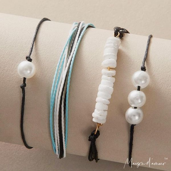 link, chain wholesale europe style bohemia 4pc set bracelets cotton bracelet with pearl and stones handmade jewelry, Black
link, chain wholesale europe style bohemia 4pc set bracelets cotton bracelet with pearl and stones handmade jewelry, Black