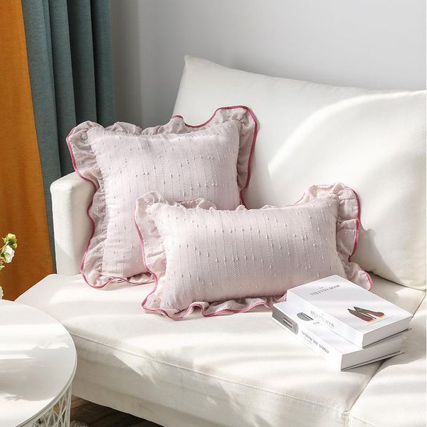 cushion/decorative pillow cilected ruffled cushion cover lace decorative pillowcase living room bedroom decoration sofa without core