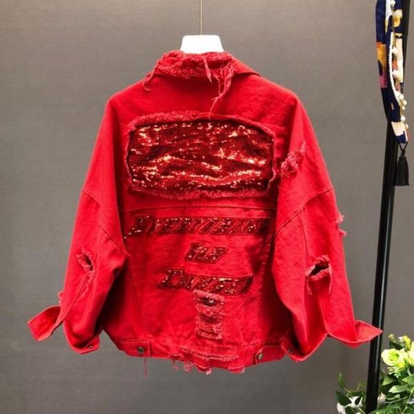 women's jackets fashion shiny sequins jeans jacket ladies tassel frayed hole ripped denim women loose fit harajuku female oversized coa, Black;brown
women's jackets fashion shiny sequins jeans jacket ladies tassel frayed hole ripped denim women loose fit harajuku female oversized coa, Black;brown