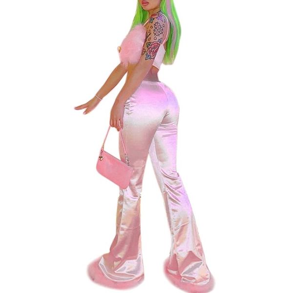 women's pants & capris women mid waist long sweet shiny pink color flare bell bottom stretch trousers feather plush hem slim clubwear, Black;white
women's pants & capris women mid waist long sweet shiny pink color flare bell bottom stretch trousers feather plush hem slim clubwear, Black;white