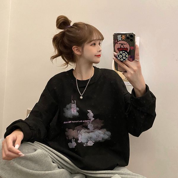 2021 new autumn college style loose seven rabbits print round neck long sleeve casual sweatshirt simple fashion frnk, Black
2021 new autumn college style loose seven rabbits print round neck long sleeve casual sweatshirt simple fashion frnk, Black