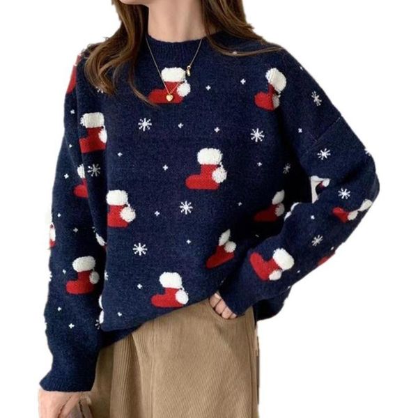 women's sweaters christmas casual sweater knitting stocking pullovers navy winter o-neck long sleeve loose women top, White;black
women's sweaters christmas casual sweater knitting stocking pullovers navy winter o-neck long sleeve loose women top, White;black