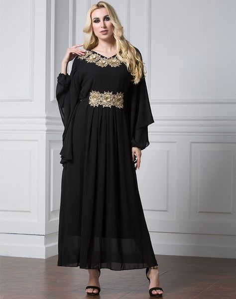 summer dubai arab muslim chiffon dress women applique bat sleeve turkey hijab dresses jilbab jubah abaya islamic clothing rke7, Black;gray
summer dubai arab muslim chiffon dress women applique bat sleeve turkey hijab dresses jilbab jubah abaya islamic clothing rke7, Black;gray