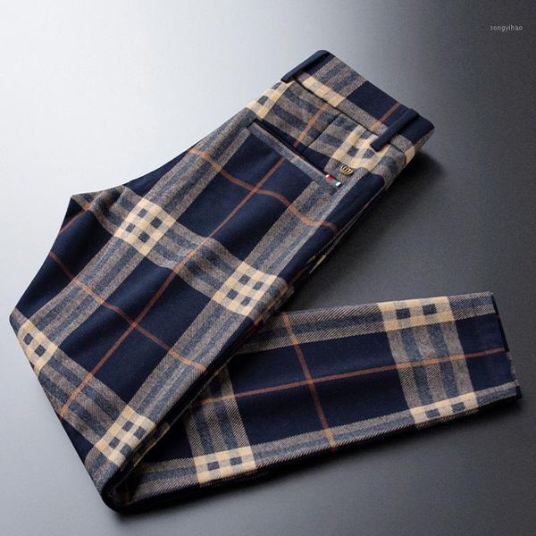 men's pants warm blue brushed plaid casual straight loose british style autumn and winter thick trousers, Black
men's pants warm blue brushed plaid casual straight loose british style autumn and winter thick trousers, Black