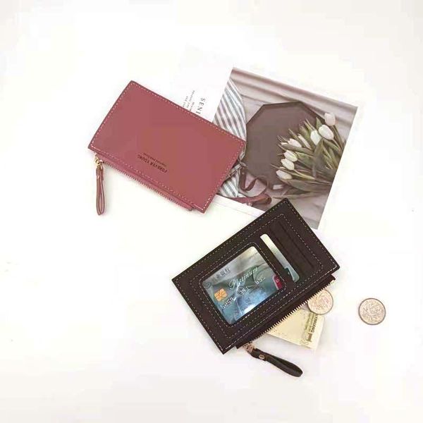 card holders men's women's coin purse zipper pu leather holder mini id business holiday gift, Brown;gray
card holders men's women's coin purse zipper pu leather holder mini id business holiday gift, Brown;gray