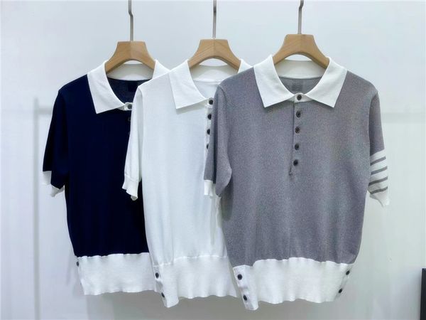 summer new tb british style contrast color four bar polo lapel t-shirt short sleeve casual women's fashion, White
summer new tb british style contrast color four bar polo lapel t-shirt short sleeve casual women's fashion, White