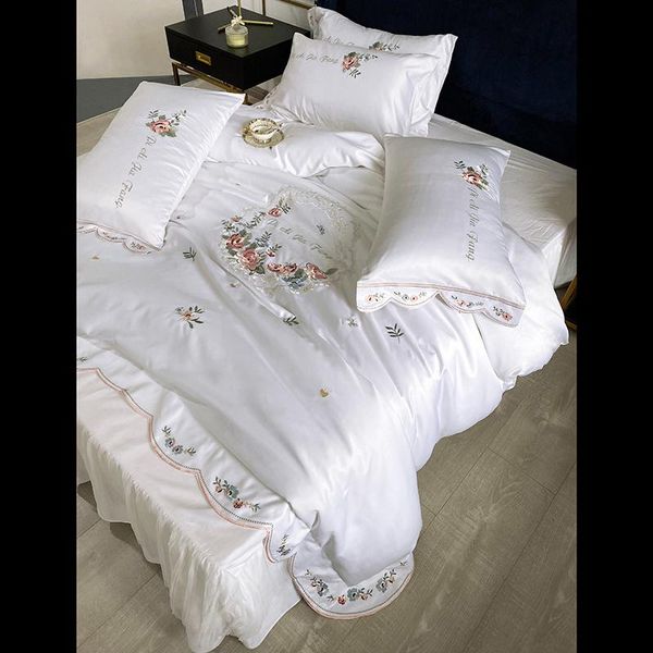 bedding sets luxury white satin silk cotton floral embroidery set double duvet cover bed linen lace bedskirt pillowcases home textile
bedding sets luxury white satin silk cotton floral embroidery set double duvet cover bed linen lace bedskirt pillowcases home textile