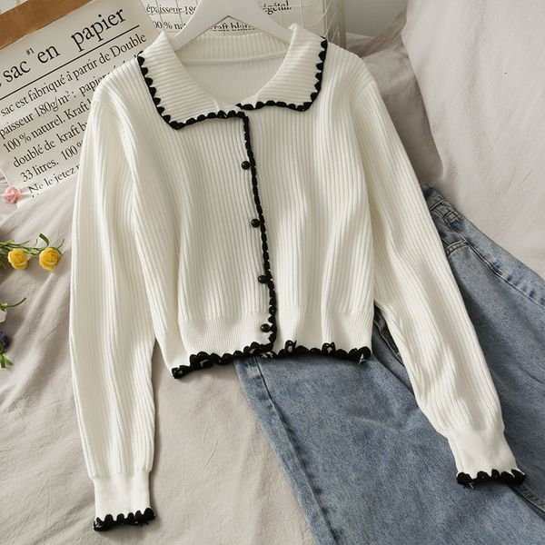 2021 spring autumn black/white patchwork sweater women turn-down collar long sleeve knitted short female cardigan fashion e6io, White;black
2021 spring autumn black/white patchwork sweater women turn-down collar long sleeve knitted short female cardigan fashion e6io, White;black