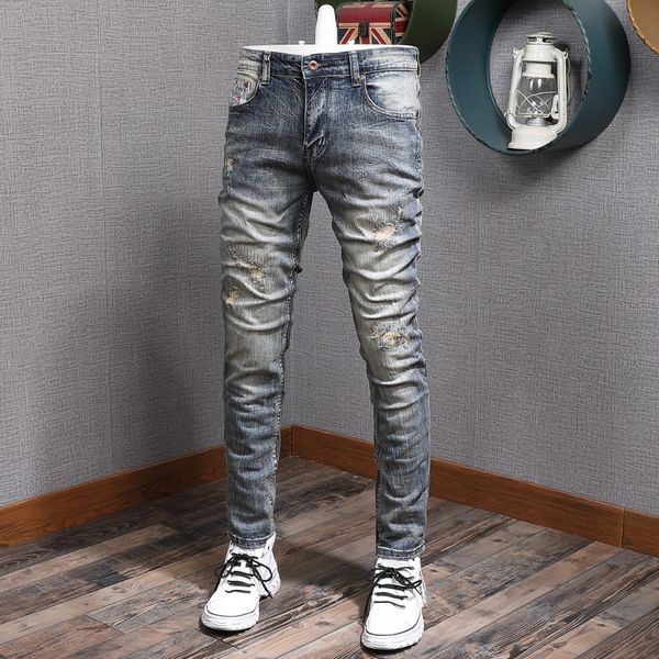 2021 new italian style fashion men jeans retro blue wash elastic slim fit ripped cotton denim pants homme vintage designer long trouser emeb
2021 new italian style fashion men jeans retro blue wash elastic slim fit ripped cotton denim pants homme vintage designer long trouser emeb