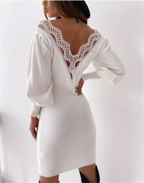 2021 backless lace patchwork women dresses autumn v neck lantern long sleeve bodycon dress winter slim wrap hip dress femme, Black;gray
2021 backless lace patchwork women dresses autumn v neck lantern long sleeve bodycon dress winter slim wrap hip dress femme, Black;gray