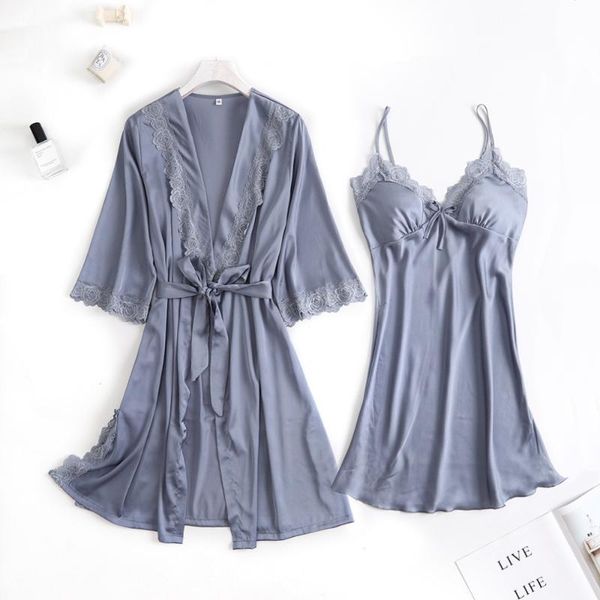 autumn women nightgown sets 2 pieces nightdress bathrobe with chest pad female satin kimono bath gown sleepwear pink robes suit, Black;red
autumn women nightgown sets 2 pieces nightdress bathrobe with chest pad female satin kimono bath gown sleepwear pink robes suit, Black;red