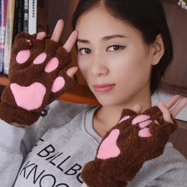 sports gloves women half covered girls cute plush bear claw mitten winter half-finger keep warm ladies accessories, Black
sports gloves women half covered girls cute plush bear claw mitten winter half-finger keep warm ladies accessories, Black