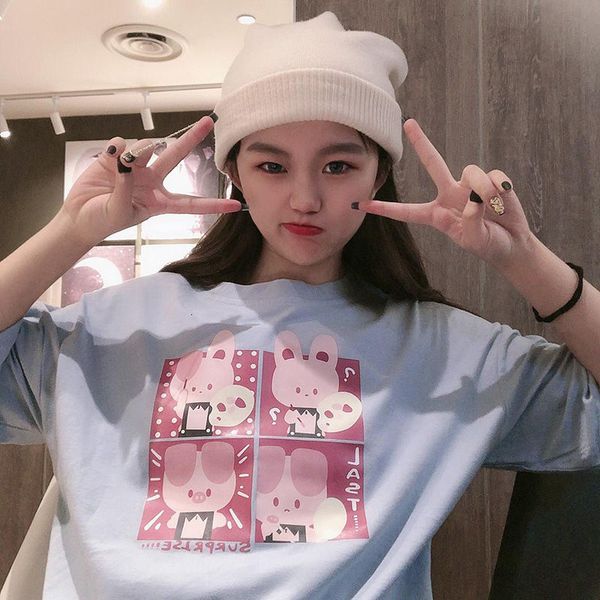 2021 new 100% loose cotton schoolgirl style young girl oversize short sleeve women's will see friend t-shirt clothes kwto, White
2021 new 100% loose cotton schoolgirl style young girl oversize short sleeve women's will see friend t-shirt clothes kwto, White