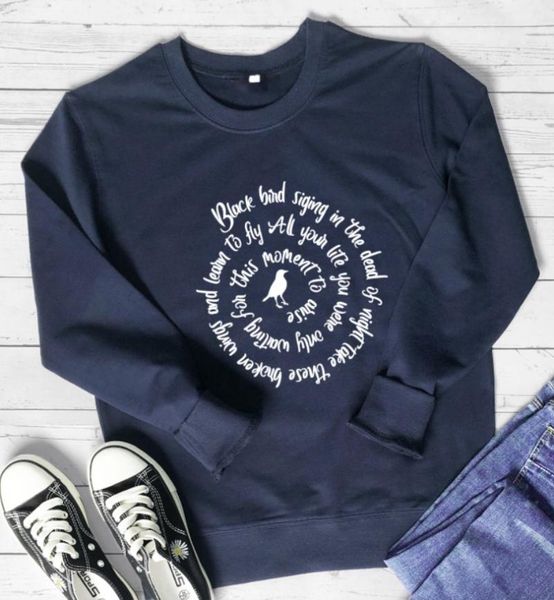 blackbird singing in the dead of night sweatshirt gifts fashion casual vintage cotton women's pullovers hoodies & sweatshirts, Black
blackbird singing in the dead of night sweatshirt gifts fashion casual vintage cotton women's pullovers hoodies & sweatshirts, Black