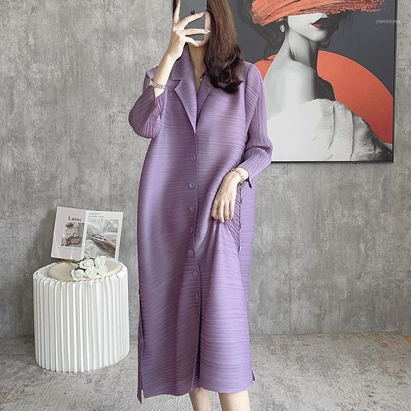 casual dresses changpleat 2021 autumn miyak pleated women fashion solid single-breasted loose large size women's 3/4 sleeve dress, Black;gray
casual dresses changpleat 2021 autumn miyak pleated women fashion solid single-breasted loose large size women's 3/4 sleeve dress, Black;gray
