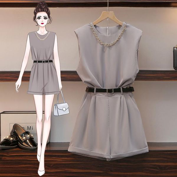 women's tracksuits ehqaxin summer womens suit fashion casual round neck sleeveless chain + high waist belt shorts set two piece -4xl, Gray
women's tracksuits ehqaxin summer womens suit fashion casual round neck sleeveless chain + high waist belt shorts set two piece -4xl, Gray