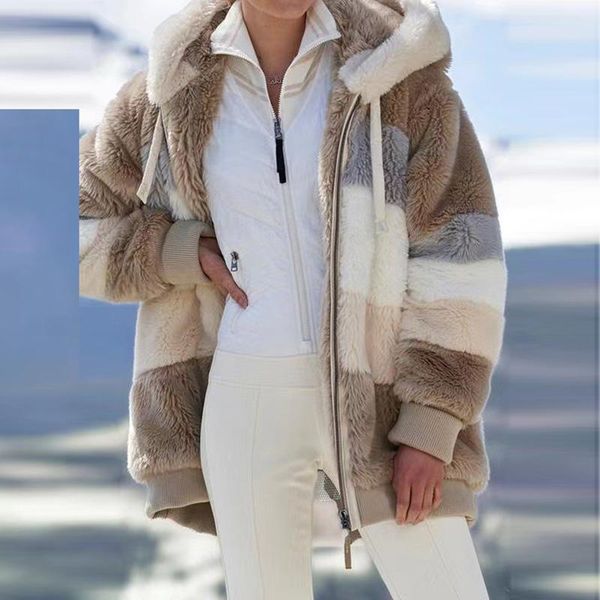 women's jackets 2021 winter women jacket plush patchwork zipper pocket soft coat hooded vintage loose long sleeve plus size 5xl, Black;brown
women's jackets 2021 winter women jacket plush patchwork zipper pocket soft coat hooded vintage loose long sleeve plus size 5xl, Black;brown