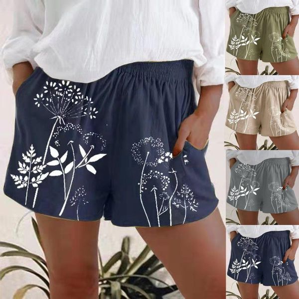 women's shorts floral print casual ladies soft comfortable streetwear women summer elastic waist loose sports, White;black
women's shorts floral print casual ladies soft comfortable streetwear women summer elastic waist loose sports, White;black