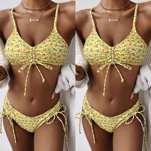 women's swimwear 2021 eastman mini floral drawstring lace up split bikini, White;black
women's swimwear 2021 eastman mini floral drawstring lace up split bikini, White;black