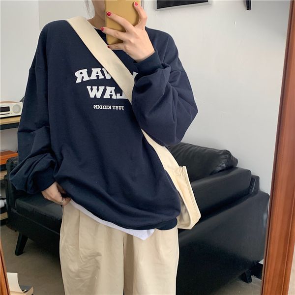 2021 early autumn new letter printed sweatshirt female students with simple personality 1p6j, Black
2021 early autumn new letter printed sweatshirt female students with simple personality 1p6j, Black