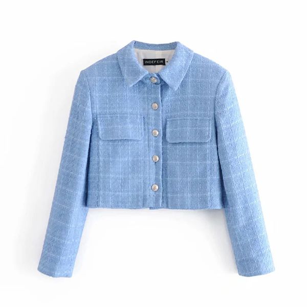 women texture tweed crop jacket fashion ladies short coat chic female outerwear spring, Black;brown
women texture tweed crop jacket fashion ladies short coat chic female outerwear spring, Black;brown