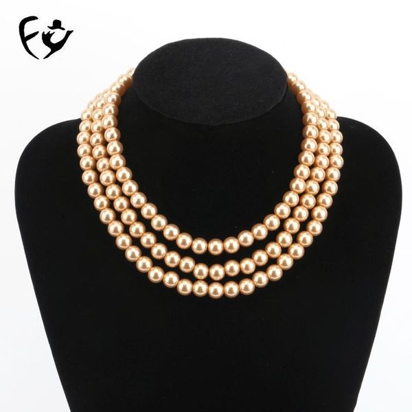 chokers multi - color three layer beads classic short necklace pearl european and american fashion accessories, Golden;silver
chokers multi - color three layer beads classic short necklace pearl european and american fashion accessories, Golden;silver
