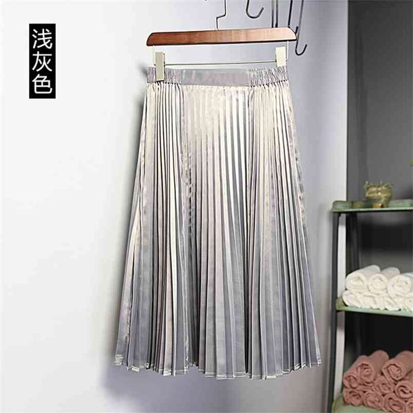 6 colors available spring arrival korean style high waist metal pleated skirt knee-length vintage 210527, Black
6 colors available spring arrival korean style high waist metal pleated skirt knee-length vintage 210527, Black
