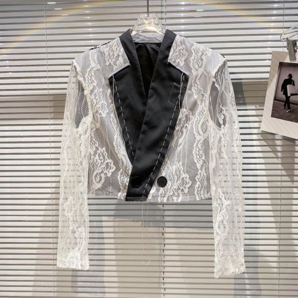 summer fashion women clothes turn-down collar full sleeves lace patchwork high waist jacket short wr55701l 210525, Black;brown
summer fashion women clothes turn-down collar full sleeves lace patchwork high waist jacket short wr55701l 210525, Black;brown