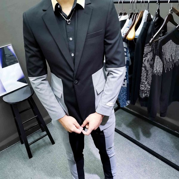 men's suits & blazers 2021 contrast stitchingslim smoking homme mariage tuxedo wedding bridegroom men business tuxedos slim fit dr, White;black
men's suits & blazers 2021 contrast stitchingslim smoking homme mariage tuxedo wedding bridegroom men business tuxedos slim fit dr, White;black