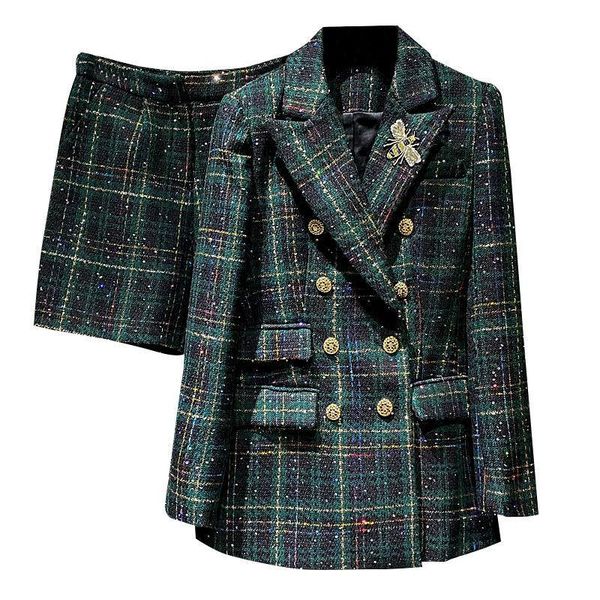 women's tracksuits casual suit sets women england office green double-breasted plaid blazers jackets shorts two pieces autumn set, Gray
women's tracksuits casual suit sets women england office green double-breasted plaid blazers jackets shorts two pieces autumn set, Gray