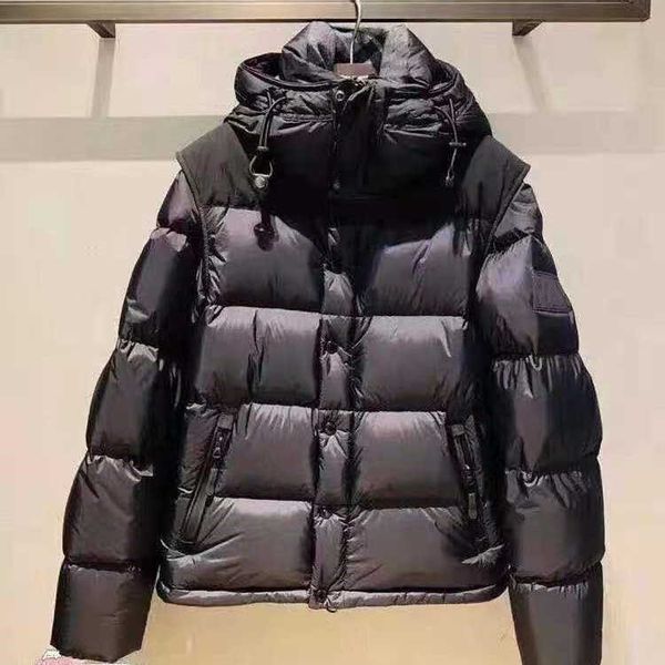 men down puffer jacket detachable sleeve parkas hooded hat warm coat letter patch designer male side zip pockets nylon winter outwear, Black
men down puffer jacket detachable sleeve parkas hooded hat warm coat letter patch designer male side zip pockets nylon winter outwear, Black