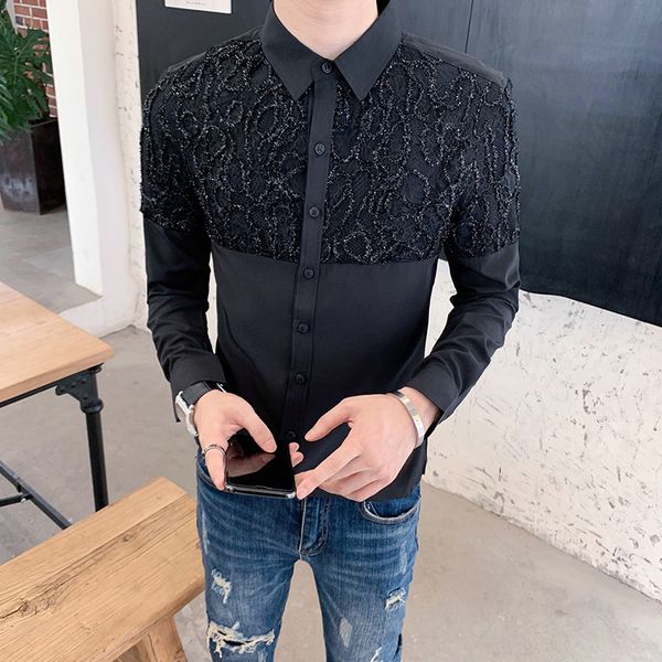 new preto/branco moda rendas emendadas camisas para roupas masculinas 2021 simples magro ajuste casual night club formatura vestido 3xl, Black;brown
new preto/branco moda rendas emendadas camisas para roupas masculinas 2021 simples magro ajuste casual night club formatura vestido 3xl, Black;brown