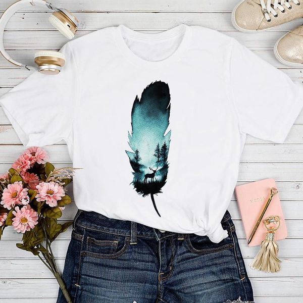 women's t-shirt t-shirts women feather watercolor casual fashion spring summer clothing tshirt lady stylish print clothes tee, White
women's t-shirt t-shirts women feather watercolor casual fashion spring summer clothing tshirt lady stylish print clothes tee, White