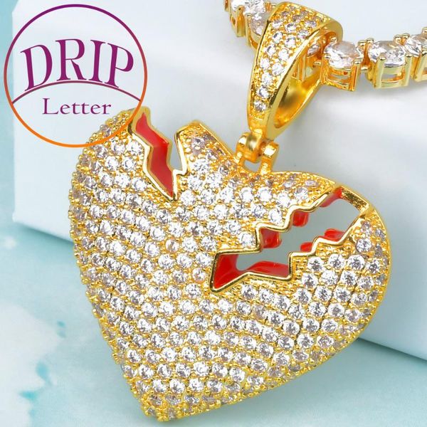 pendant necklaces broken heart gold color cubic zircon necklace with red oil men's hip hop jewelry, Silver
pendant necklaces broken heart gold color cubic zircon necklace with red oil men's hip hop jewelry, Silver