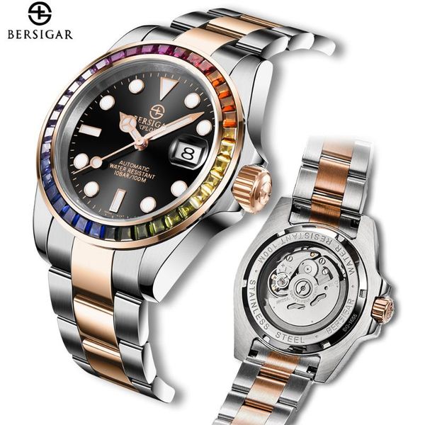 wristwatches bersigar mechanical men's watches stainless steel 100m waterproof luminous nh35 rainbow automatic watch, Slivery;brown
wristwatches bersigar mechanical men's watches stainless steel 100m waterproof luminous nh35 rainbow automatic watch, Slivery;brown