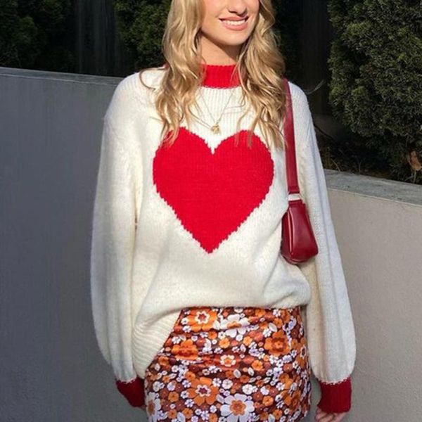women's sweaters long sleeve sweater kawaii clothes y2k aesthetic casual streetwear heart print white winter love pattern pullover, White;black
women's sweaters long sleeve sweater kawaii clothes y2k aesthetic casual streetwear heart print white winter love pattern pullover, White;black