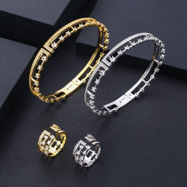 earrings & necklace luxury unique african bangle ring set for women wedding cubic zircon crystal cz dubai bridal jewelry, Silver
earrings & necklace luxury unique african bangle ring set for women wedding cubic zircon crystal cz dubai bridal jewelry, Silver