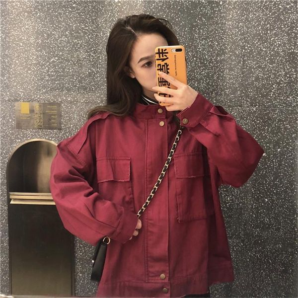 women's jackets spring autumn students wild loose large size was thin casual collar pocket design tooling jacket female simple b139, Black;brown
women's jackets spring autumn students wild loose large size was thin casual collar pocket design tooling jacket female simple b139, Black;brown