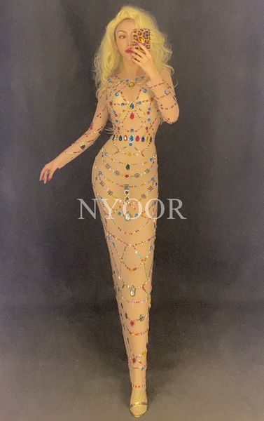 sparkly multi-color rhinestones transparent long dress prom party birthday dress women crystals celebrate show bar outfit, Black;red
sparkly multi-color rhinestones transparent long dress prom party birthday dress women crystals celebrate show bar outfit, Black;red