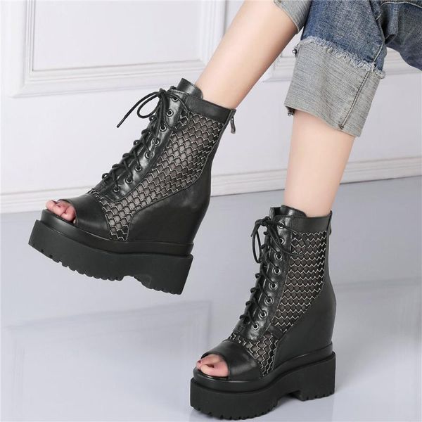 boots 2021 casual shoes women lace up genuine leather wedges high heel ankle female summer peep toe fashion sneakers, Black
boots 2021 casual shoes women lace up genuine leather wedges high heel ankle female summer peep toe fashion sneakers, Black